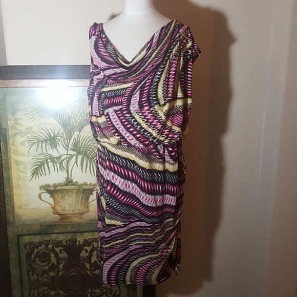 ALFANI Printed Ruched Dress - Size 18W - Picture 1 of 5